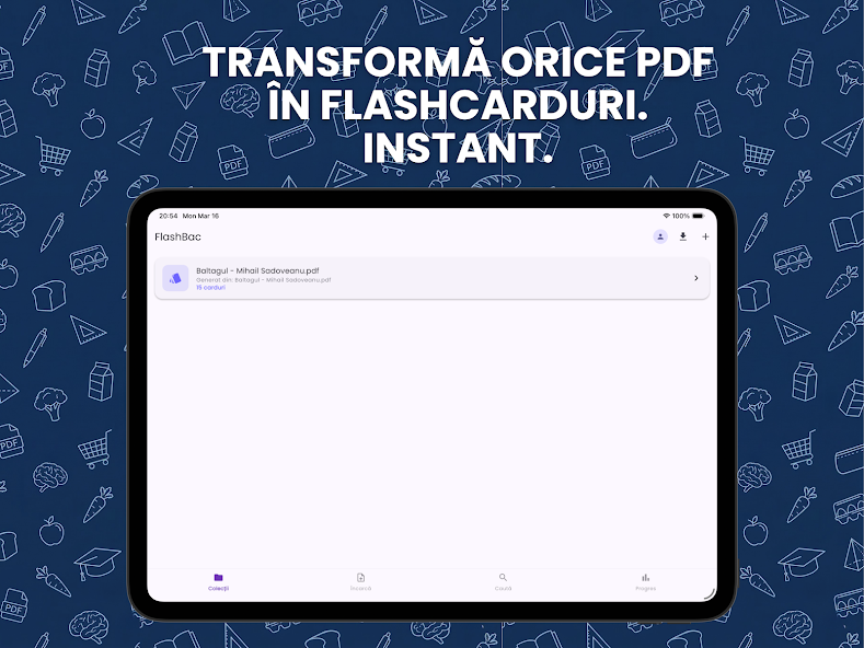 Generare de flashcard-uri din PDF în FlashBAC
